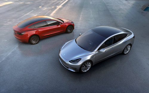 Tesla Motors' mass-market Model 3 electric cars are seen in this handout picture from Tesla Motors on March 31, 2016. REUTERS/Tesla Motors/Handout via ReutersATTENTION EDITORS - THIS PICTURE WAS PROVIDED BY A THIRD PARTY. REUTERS IS UNABLE TO INDEPENDENTLY VERIFY THE AUTHENTICITY, CONTENT, LOCATION OR DATE OF THIS IMAGE. IT IS DISTRIBUTED EXACTLY AS RECEIVED BY REUTERS, AS A SERVICE TO CLIENTS. FOR EDITORIAL USE ONLY. NOT FOR SALE FOR MARKETING OR ADVERTISING CAMPAIGNS. NO RESALES. NO ARCHIVE.       TPX IMAGES OF THE DAY