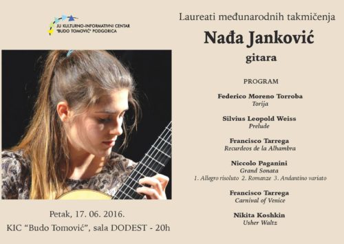 PLAKAT - Koncert gitaristkinje Nađe Janković